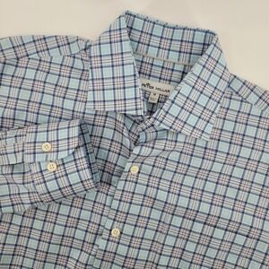 Peter Millar Mens Medium Plaid Button Down Shirt Long Sleeve Cotton Blend Size M